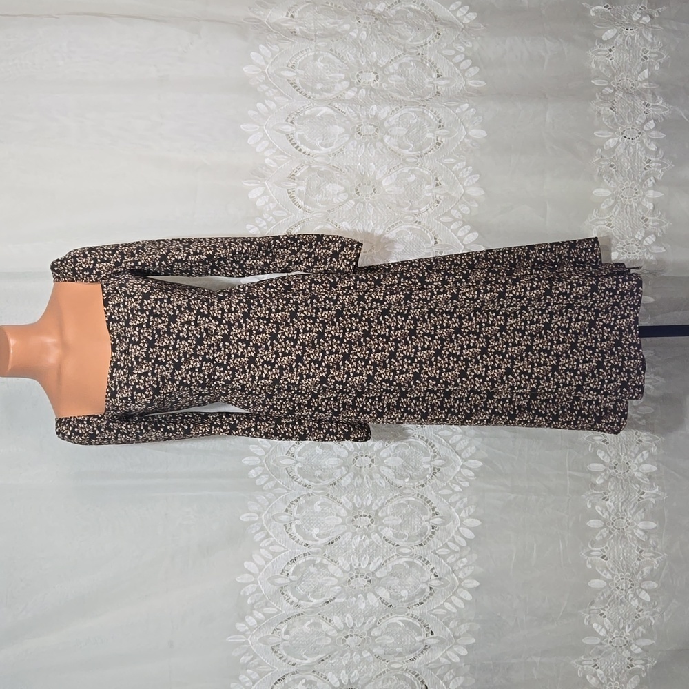 Brown o.p.t. Square Neckline Floral Print Dress size 0